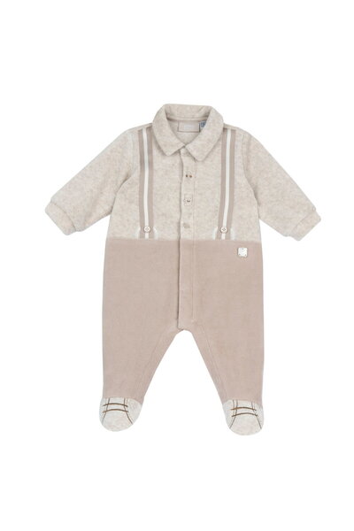 Chicco Salopeta bebelusi din velur, Bej cu model, 00372-69MFCI