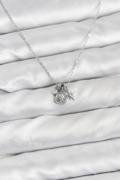 Skygo Brass Silver Color Minimal Charm Women's Necklace Tj-Bko10804