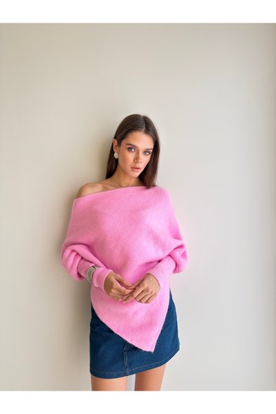 KENZA'A TRİKO Pulover elegant cu decolteu bărcuță și croială asimetrică
