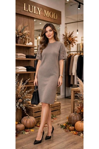 BEAUTY WOMEN Rochie midi cu maneca scurta