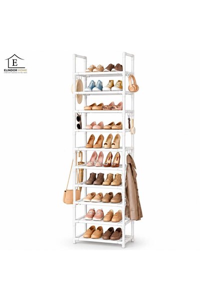 Elindor ®   Organizator de pantofi, Raft de pantofi cu 10 niveluri, Fără găur...
