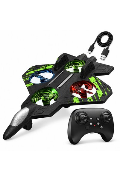 Luxis Remote-control fighter-style toy aircraft with four propellers and USB ...