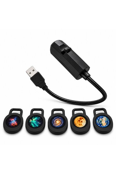 Luxis Proiector decorativ USB cu cinci discuri de imagini și braț flexibil