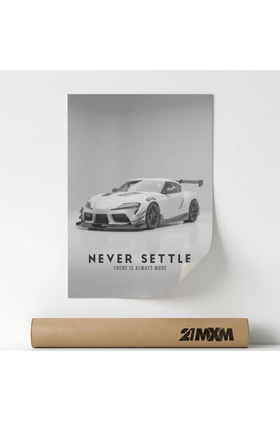 21mxm Poster Decorativ Tematică Automotive & Motivation - 'Never Settle', Mat...