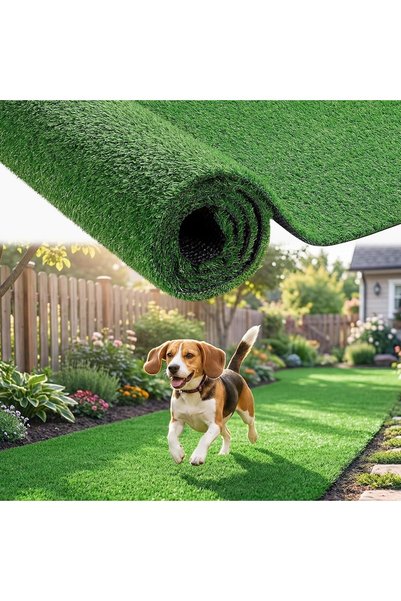 HOMODOSKEY Artificial Grass Lawn Turf 25mm Realistic Synthetic Grass Mat, Ind...