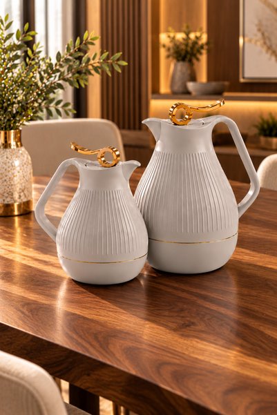 ZALA Luxury Insulated Thermos Flask Set 2 Pieces 1L & 0.5L | Premium Glass Li...