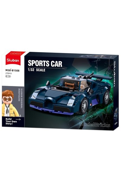 Sluban Set de construcție cu modele, 278 piese, Mașină sport albastră -