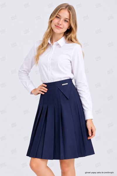 Minimoda Kids Fustă-pantalon plisat cu volane și detalii triunghiulare pentru...