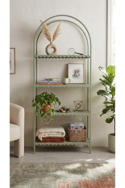 DEKOPRATİK Mona 80cm Dantelli Metal Raf - Mint Yeşili Dekoratif Banyo, Mutfak...