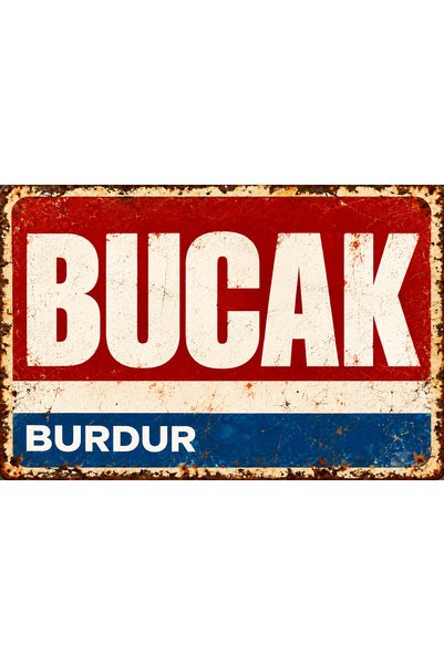Lucena Tablou de perete din metal cu aspect vintage „Bucak Burdur”, placă dec...