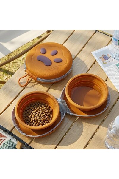 TERRIFI Collapsible Pet Bowl Set, Portable Silicone Water and Food Bowls, Fol...