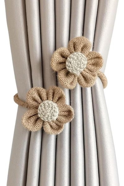 ALMEKAQUZ 2 Pcs Boho Curtain Tie Backs for Curtains, Floral Ropes Curtain Hol...