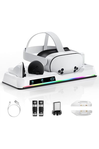 KASTWAVE قاعدة شحن لـ Oculus Quest 3/3S، شاحن مغناطيسي للواقع الافتراضي مع بط...