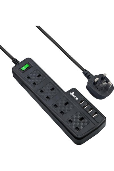 GENERAL سلك تمديد مع منفذ USB بطول 3 أمتار، وصلة تمديد كهربائية، محول طاقة، ش...