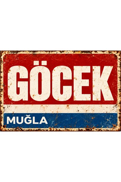 Lucena Tablou de perete retro din metal „Göcek Muğla”, placă decorativă vinta...