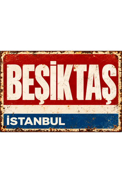 Lucena Tablou de perete metalic retro-vintage Beşiktaş Istanbul, placă de str...