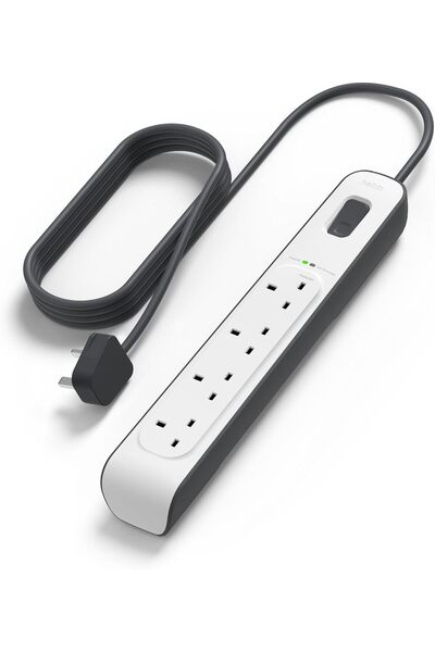 Belkin شريط حماية من التيار المفاجئ بأربعة مخارج/أربعة مقابس، مع سلك بطول متر...