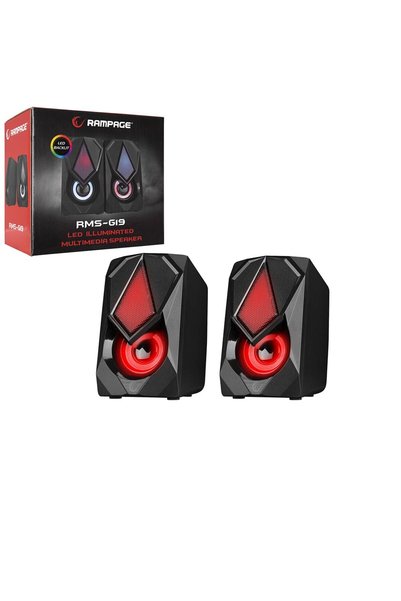 SİYAH - RGB IŞIKLI 1+1 HOPARLÖR SPEAKAER SET USB KABLO 2.0 MULTİMEDYA - 5W