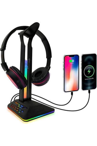 LinJie Headphone Stand,سماعهRGB Gaming Controller Holder,Desktop Gaming Heads...