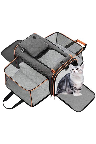 TERRIFI Expandable Travel Small Dog Cat Carrier Large, Airline Approved Soft ...