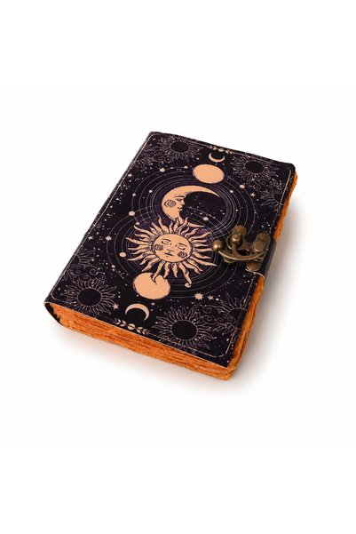 craftmystic Jurnal Vintage din Piele Naturală cu Fazele Lunii 20x15 cm- Intui...