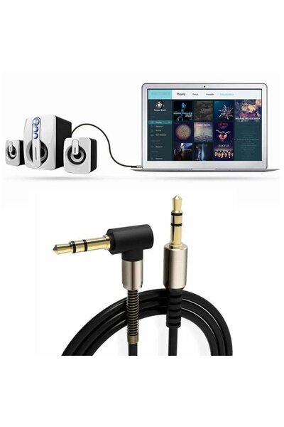 UCUZTEKNO 3.5mm Aux Cable Jack Male to Male L Type 1 Meter Audio Transfer Cab...