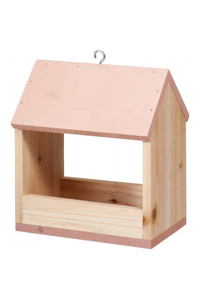 Excellent Houseware Hrănitoare de păsări Saraah, lemn, roz, 16x12x19.5 cm