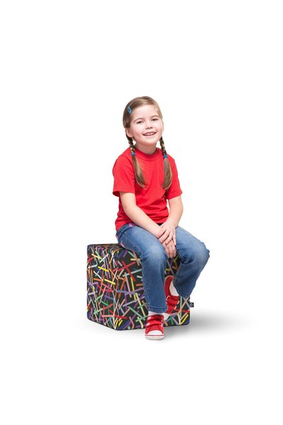 Updeco Taburet Cub L, din burete, material textil, cu husa detasabila, dimens...