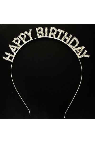 UCUZTEKNO Silver Crystal-Studded "Happy Birthday" Birthday Crown—Imported, Gr...