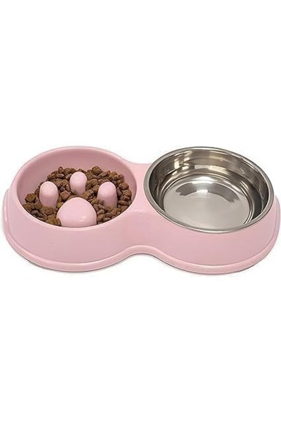 FUREUL Fur & Bone Double Slow Feeder Dog Bowl | Raised Dog Bowl with Non-Slip...