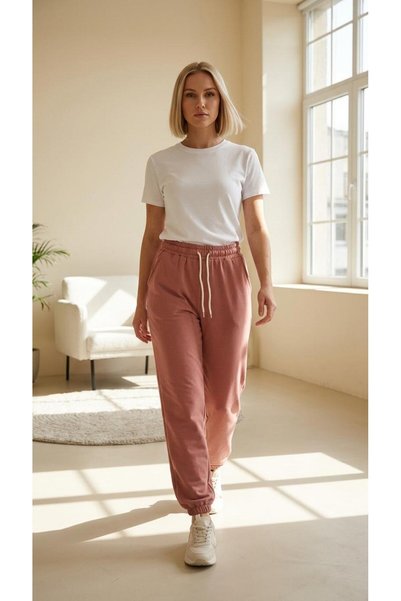 new ats Pantaloni jogger pentru femei, cu două fire, cu tiv elastic și croi l...