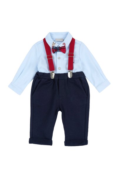 Chicco Costumas copii pentru Craciun, bluza si pantaloni, Albastru, 02949-71MFCI
