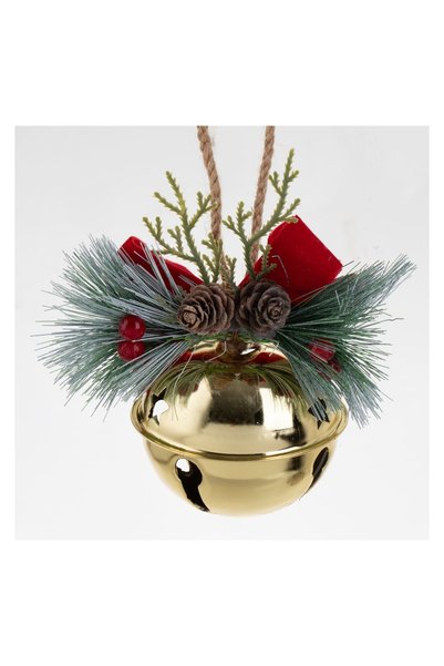OEM Ornament brad de Crăciun Clopot Aurii cu bobițe decorative și Conuri 8 cm...