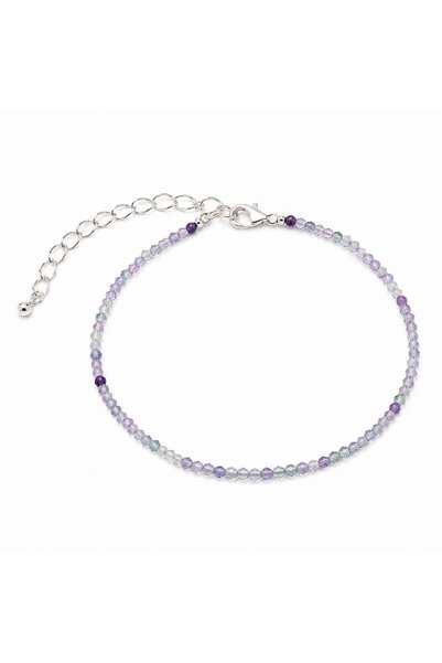 craftmystic Brățară de Picior cu Fluorit Fațetat Rotund de 2 mm- Claritate și...