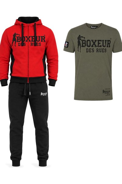 Boxeur Des Rues Men's 3-Piece Set Boxeur des Rues: Hoodie Red/Black + Sweatpa...