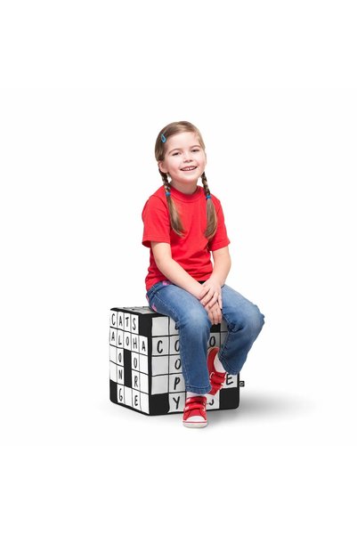 Updeco Taburet Cub L, din burete, material textil, cu husa detasabila, dimens...