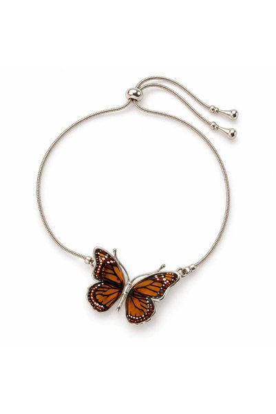 craftmystic Brățară cu Chihlimbar în formă de Fluture, reglabilă, Argint 925