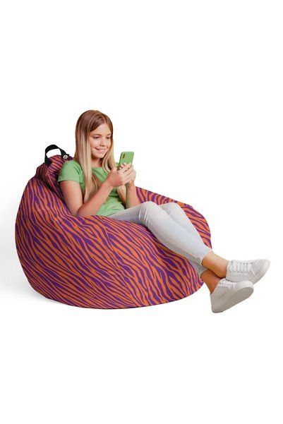 Updeco Fotoliu puf tip bean bag, formă de pară în L, impermeabil, pentru inte...