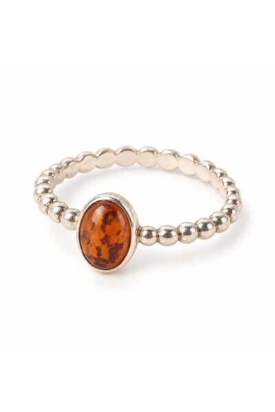 craftmystic Inel cu Chihlimbar oval, montură răsucită din Argint 925, mărimea...