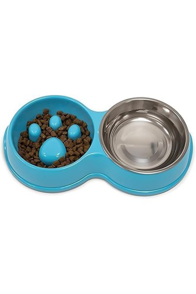 FUREUL Fur & Bone Double Slow Feeder Dog Bowl | Raised Dog Bowl with Non-Slip...