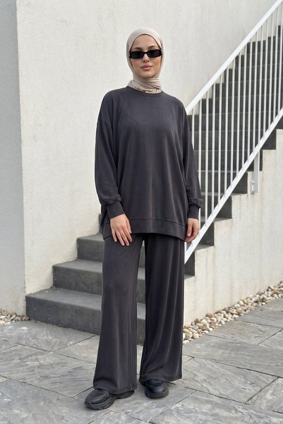 Lale Butik Wide-Leg Pants Suit 6578 Black