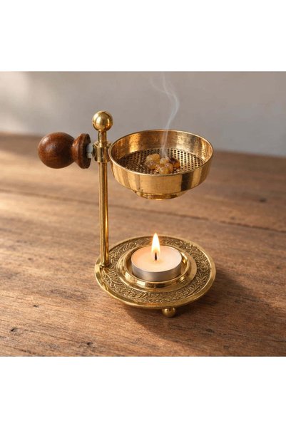 craftmystic Κάτοχος λιβανιού με σίτα και ρυθμιζόμενο στήριγμα, ορείχαλκος με ...
