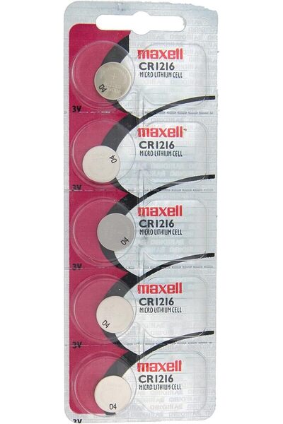 Maxell بطارية ليثيوم CR1216، عبوة تحتوي على 5 بطاريات