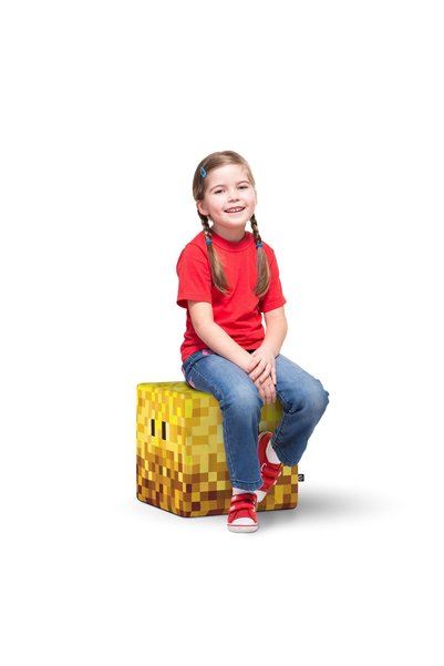 Updeco Taburet Cub L, din burete, material textil, cu husă detașabilă, dimens...