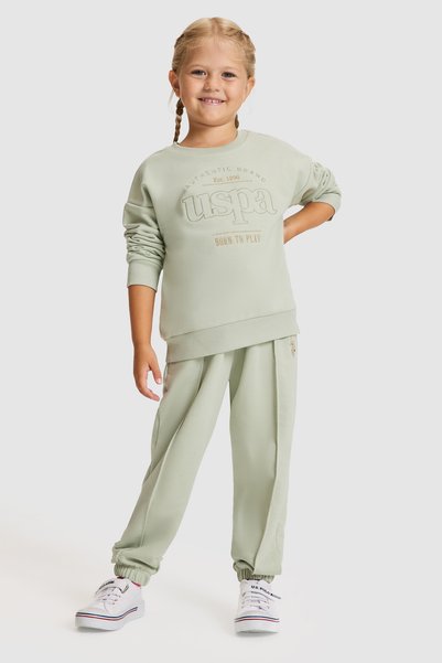 U.S. Polo Assn. طقم رياضي أخضر فاتح للبنات 50334105-VR183