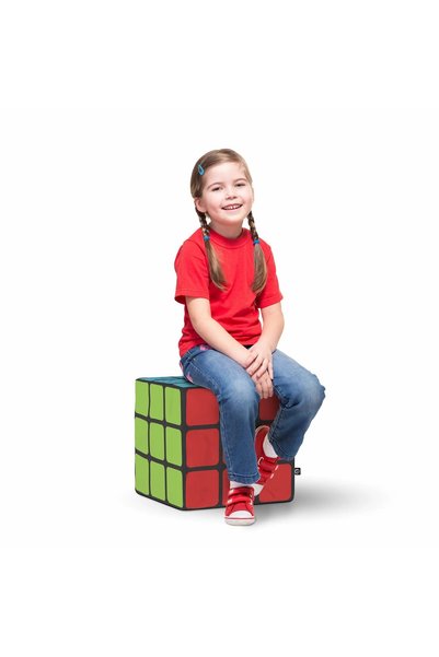 Updeco Taburet Cub L, din burete, material textil, cu husă detașabilă, dimens...