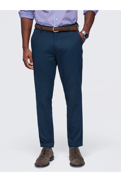 OMBRE Chinos bărbați, croială slim fit, picior conic, talie medie, bleumarin ...
