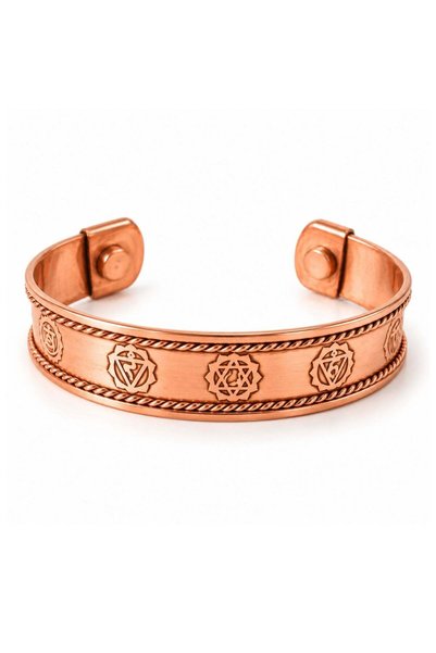 craftmystic Brățară din Cupru Pur cu Simbolurile Chakrelor - Echilibru și Ene...
