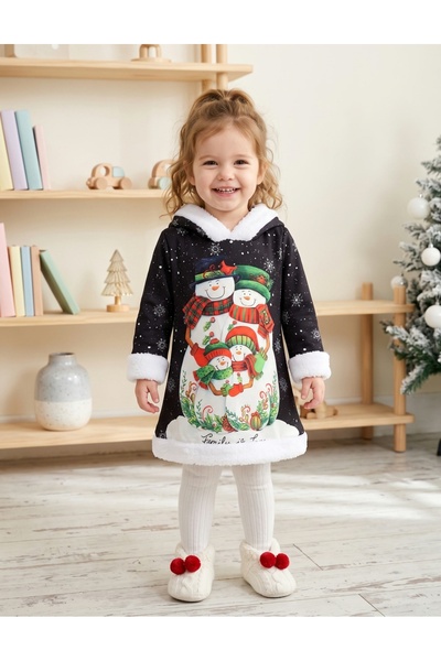 MiniKids Коледна рокля, снежни човеци