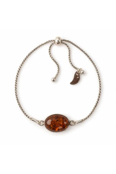 craftmystic Brățară cu Chihlimbar roșu Oval 13 mm, Argint 925 - Energie și vi...